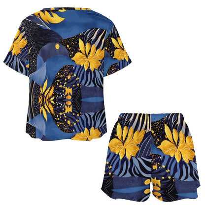 Women's Abstract Cooling Short Sleeve Loungewear Set UTZ (All-Over Printing)