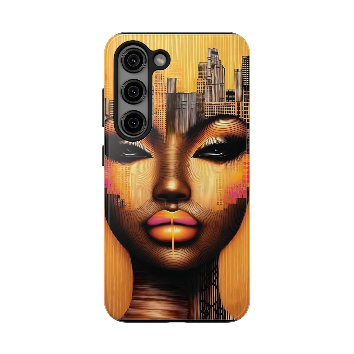 Afrocentric Tough Phone Case, City Girl On The Move Unique Design, Urban Street Style, Protective Cellphone Cover, Trendy Mobile Accessory