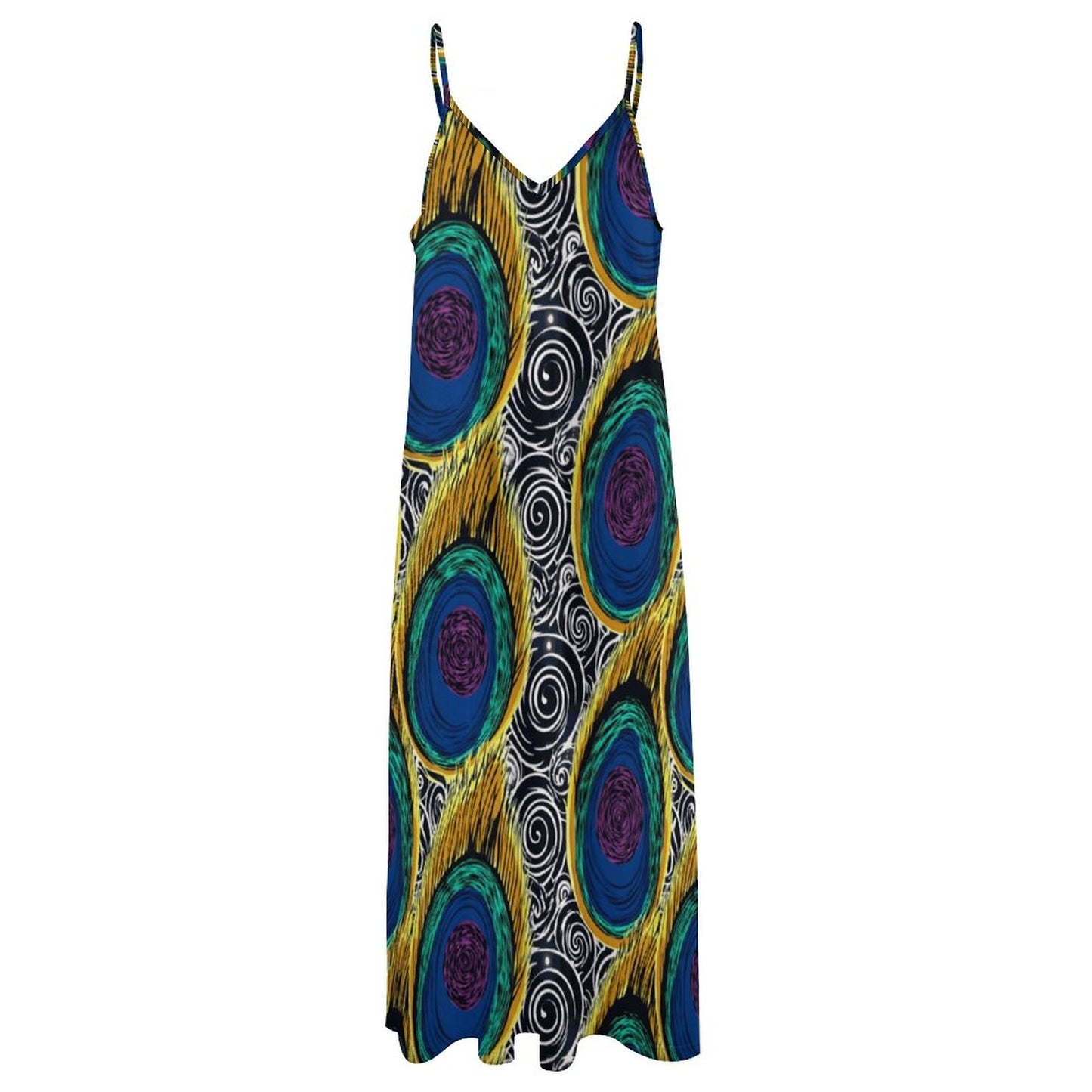 Women's Peacock Ankle-length Slip Dress BDQ (All-Over Printing)