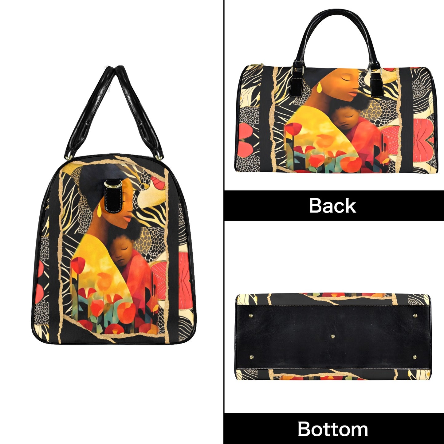 Mother's Day Travel Bag Large Capacity Travel Bag-Large (Black Short Patch) (1737)