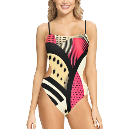 Women's Spaghetti Strap Cut Out Sides Swimsuit