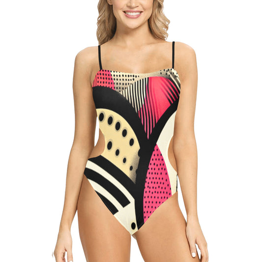 Women's Spaghetti Strap Cut Out Sides Swimsuit