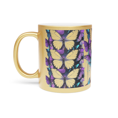 Butterfly Beauty Metallic Mug, African Art Mug, Silver
old Mug, Gift for Her,