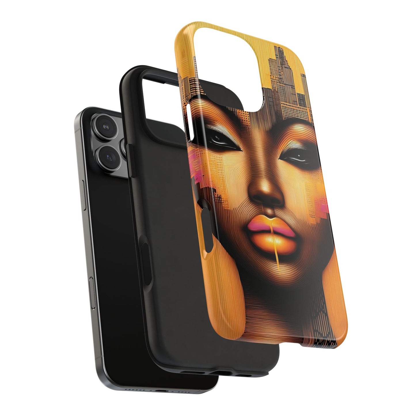 Afrocentric Tough Phone Case, City Girl On The Move Unique Design, Urban Street Style, Protective Cellphone Cover, Trendy Mobile Accessory