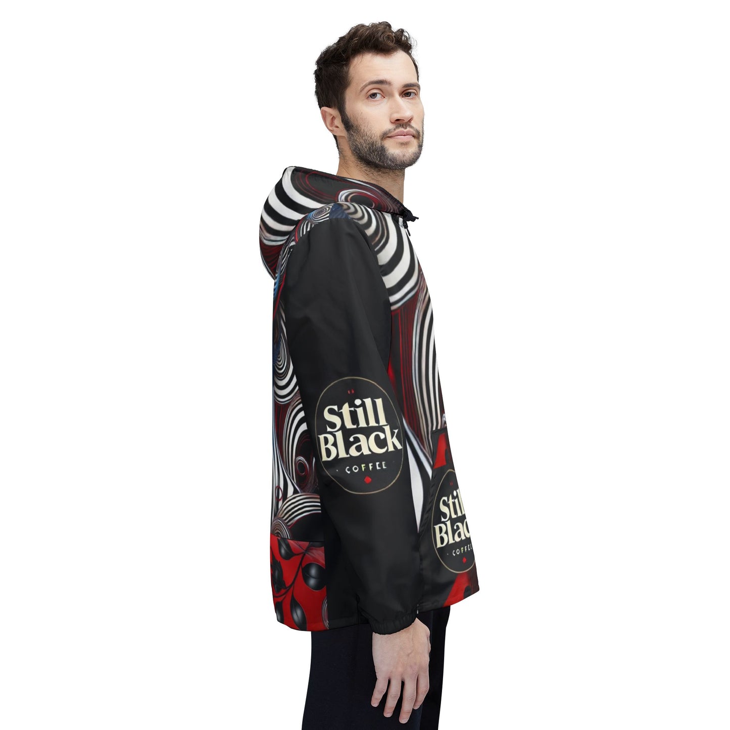 Still Black Windbreaker Jacket (AOP) #SB16