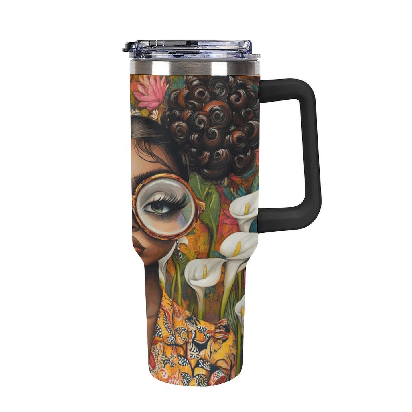 40oz Insulated Tumbler with Handle and Straw