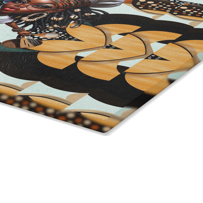 Glass Cutting Board, Afrocentric Kitchen Decor, Ankara Pattern Glass Board, Ethnic Design Cheese Board, Unique Housewarming Gift