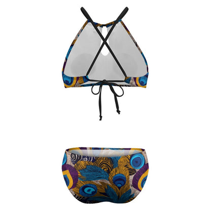 Women's Two piece Swimsuit with High Neck Halter Top BK2040 (All-Over Printing)
