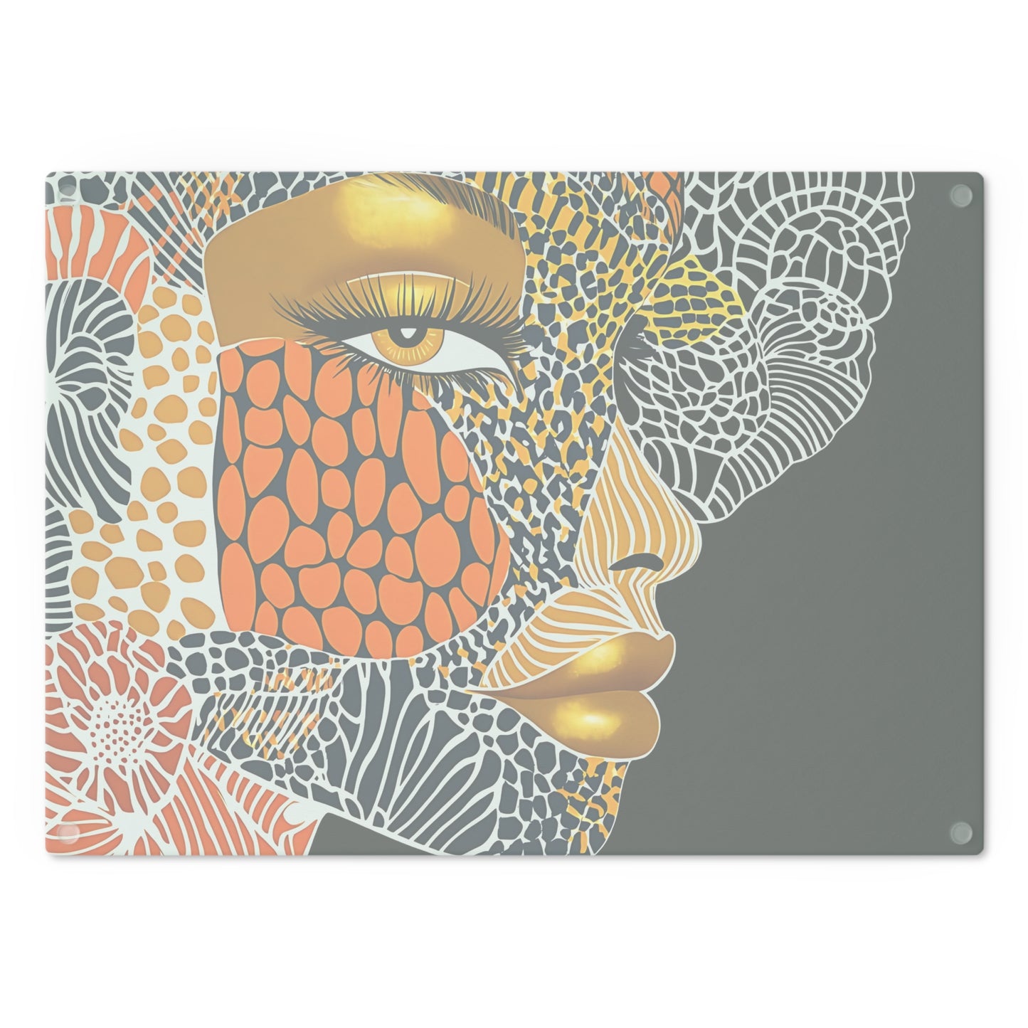 Artistic Glass Cutting Board with Elegant Face Design, Unique Kitchen Decor, Gift for Foodies, Modern Cooking, Stylish Kitchen Accessories