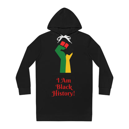 I AM Black History Bold African Print Women's Hoodie Dress - Stylish & Comfortable Statement Piece #!ABH3