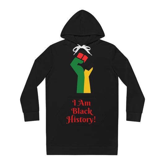 I AM Black History Bold African Print Women's Hoodie Dress - Stylish & Comfortable Statement Piece #!ABH3