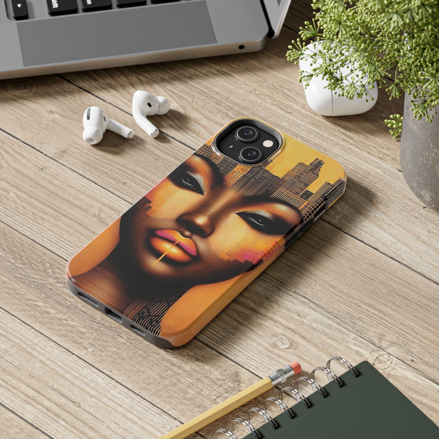 Afrocentric Tough Phone Case, City Girl On The Move Unique Design, Urban Street Style, Protective Cellphone Cover, Trendy Mobile Accessory