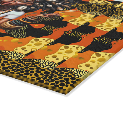 Glass Cutting Board, Afrocentric Kitchen Decor, Ankara Pattern Glass Board, Ethnic Design Cheese Board, Unique Housewarming Gift