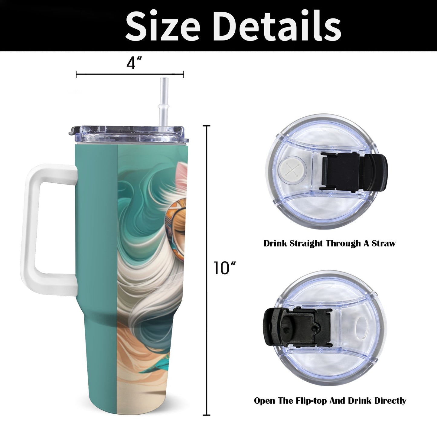 Pet 40 oz Tumbler With White Handle 40oz Tumbler with White Handle