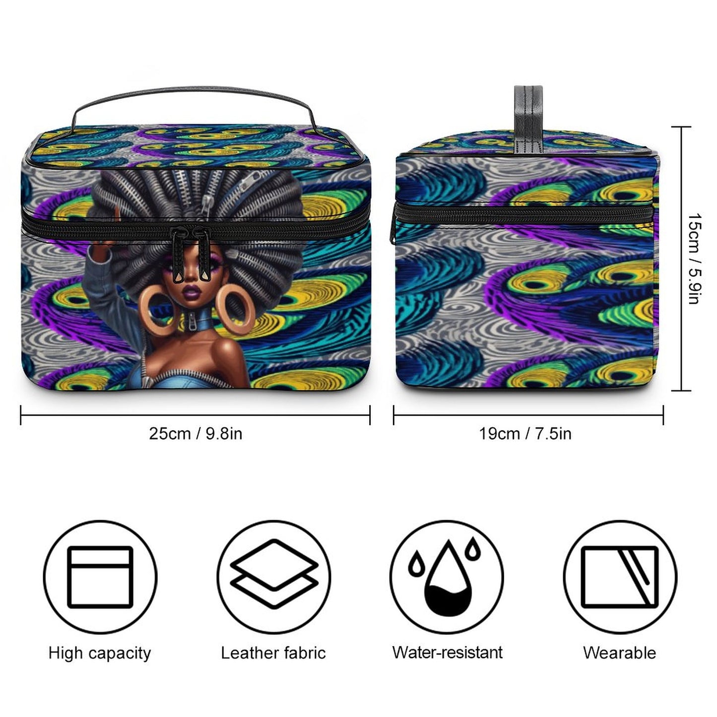 Make-up bag with Lychee pattern PU material