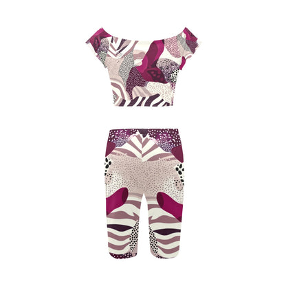 Burgundy Camo Women's Yoga Set Women's Crop Top Yoga Set