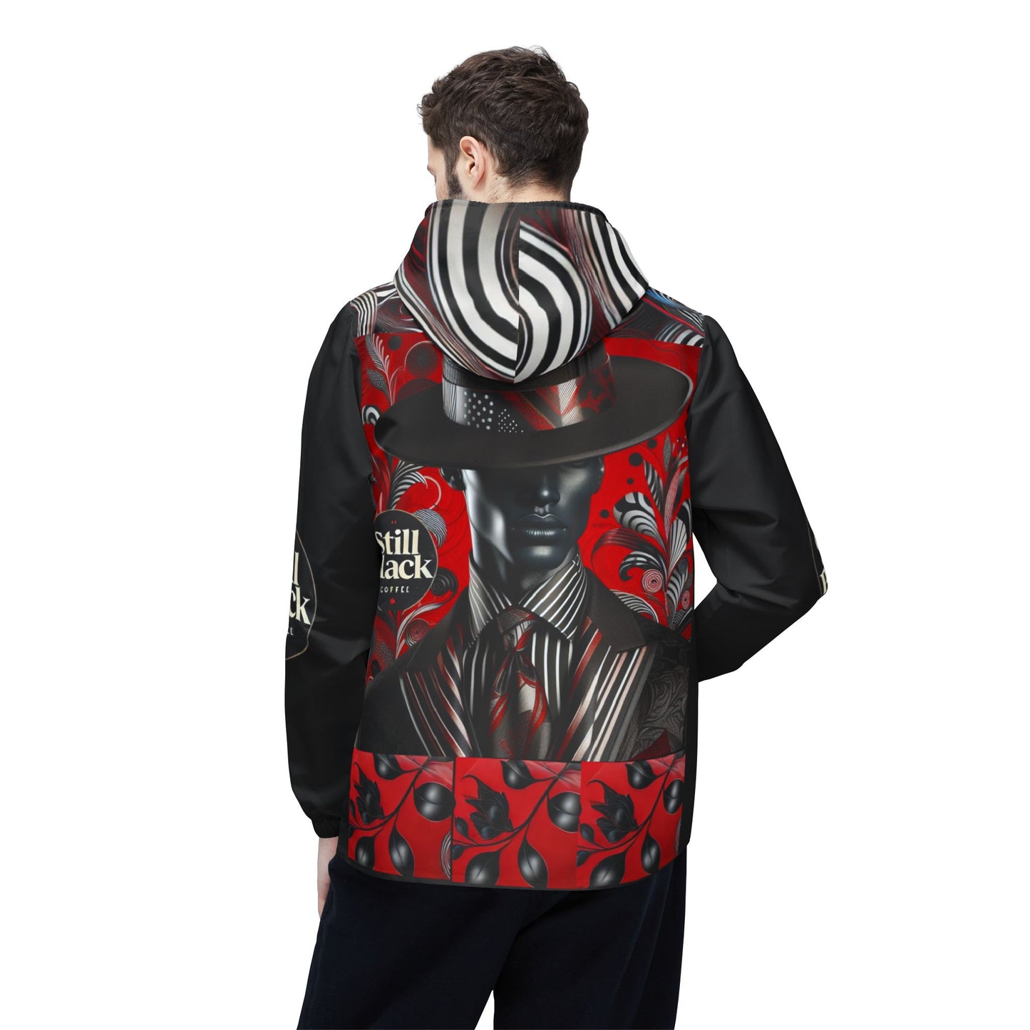 Still Black Windbreaker Jacket (AOP) #SB16