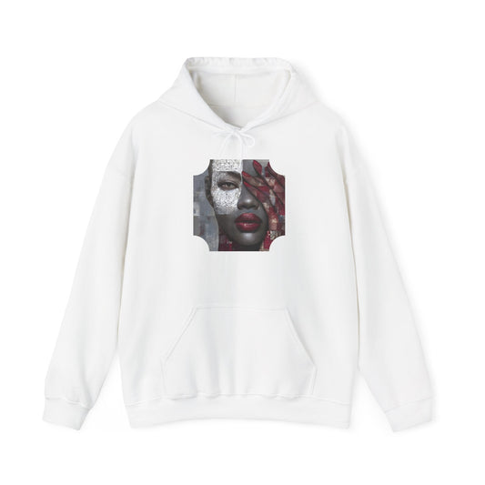 Do You See What I See? Afrocentric Abstract Puzzle Piece Unisex Hoodie Sweatshirt, Woman Print Face Hand Art, Hooded, Black