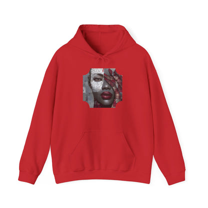 Do You See What I See? Afrocentric Abstract Puzzle Piece Unisex Hoodie Sweatshirt, Woman Print Face Hand Art, Hooded, Black