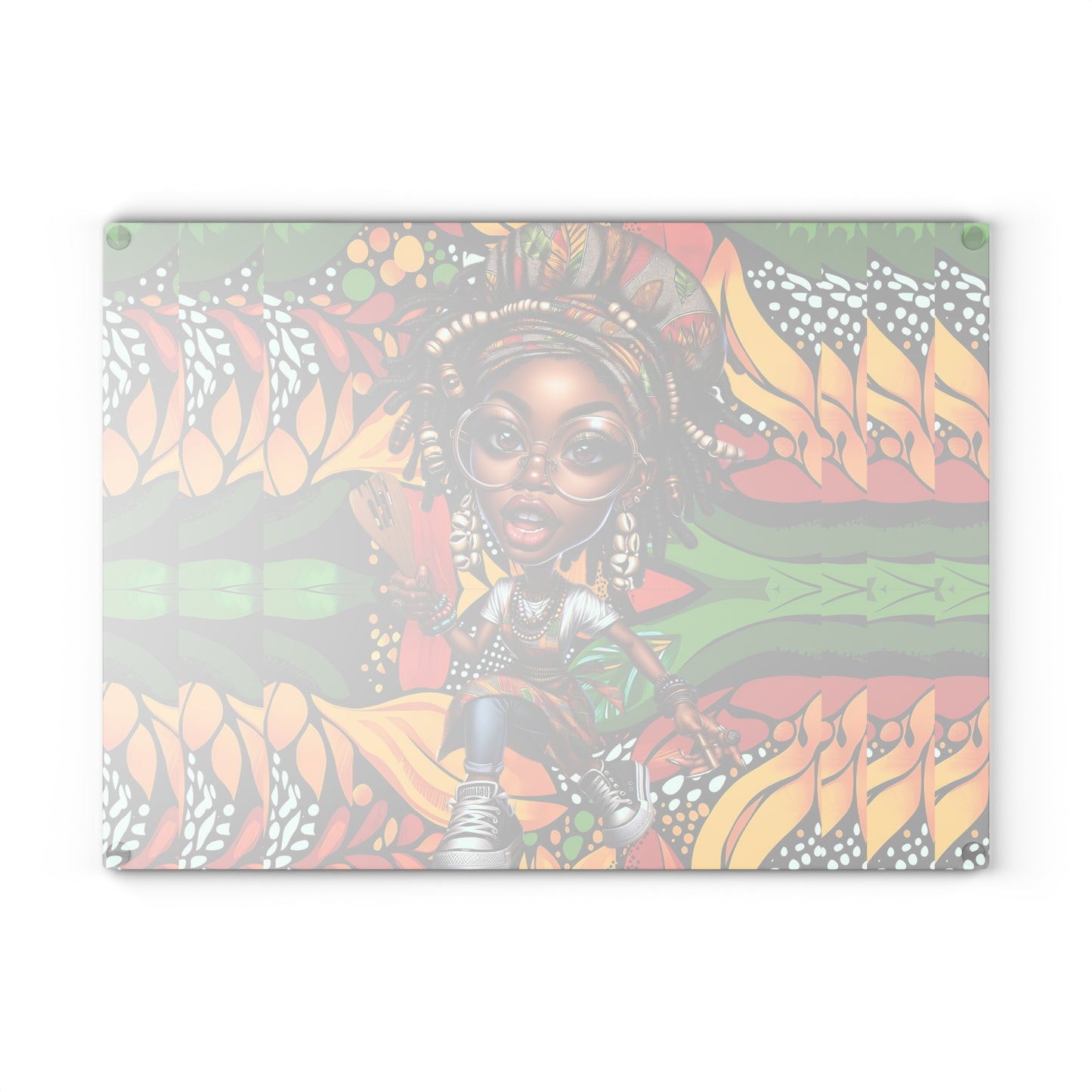 Glass Cutting Board, Afrocentric Kitchen Decor, Ankara Pattern Glass Board, Ethnic Design Cheese Board, Unique Housewarming Gift