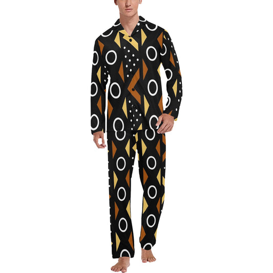 Afrocentric Pattern Men's Pajama Set Men's V-Neck Long Pajama Set