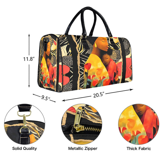 Mother's Day Travel Bag Large Capacity Travel Bag-Large (Black Short Patch) (1737)