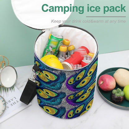 Round Collapsible Insulated Cooler Bag with Shoulder Strap A018 (All-Over Printing)