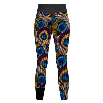 Custom Printed Honeycomb Textured Yoga Pants for Women (All-Over Printing)