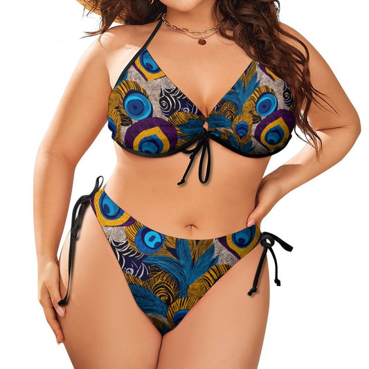 Plus Size Halter Tie Front Bikini Set BK2059 (All-Over Printing)
