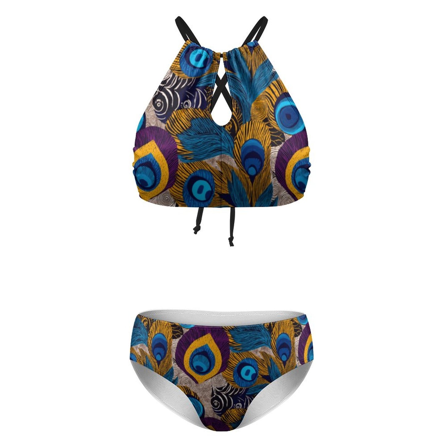 Women's Two piece Swimsuit with High Neck Halter Top BK2040 (All-Over Printing)
