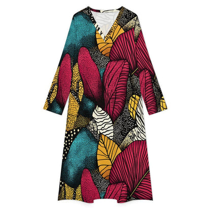Long sleeved dress Women's V-Neck Long Sleeve Midi Dress