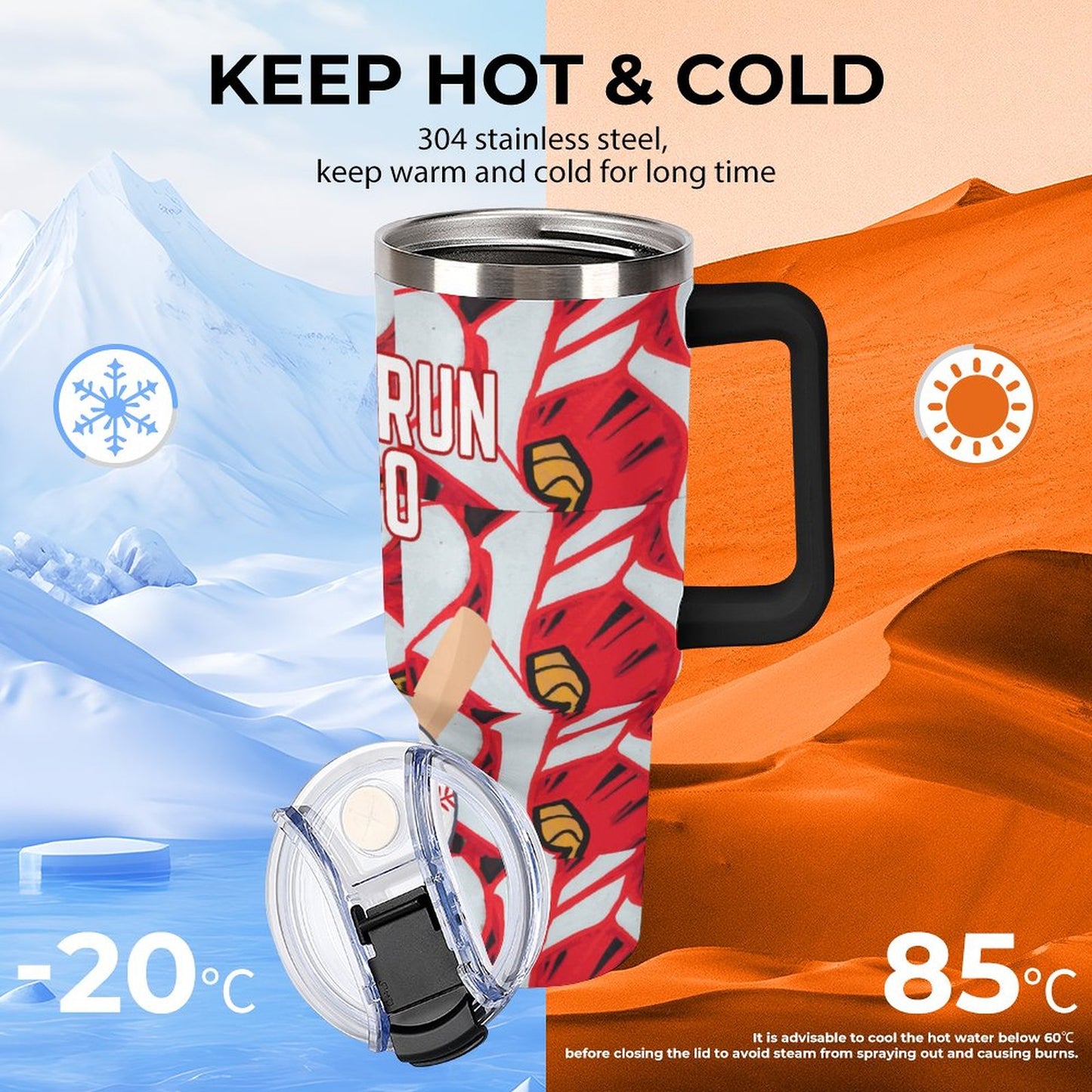 Home Run Hero 40oz Insulated Tumbler with Handle and Straw