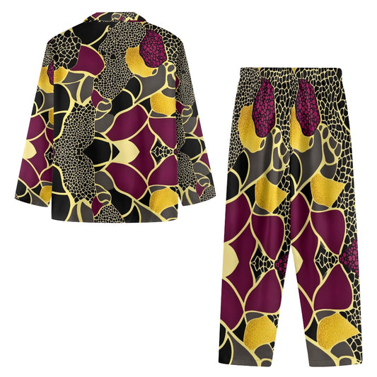 Turn down neck pajamas set for woman