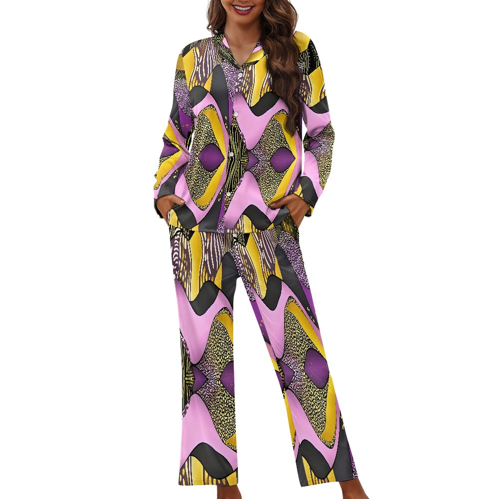 Turn down neck pajamas set for woman