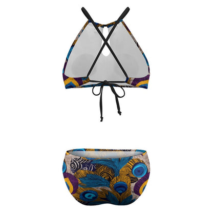Women's Two piece Swimsuit with High Neck Halter Top BK2040 (All-Over Printing)