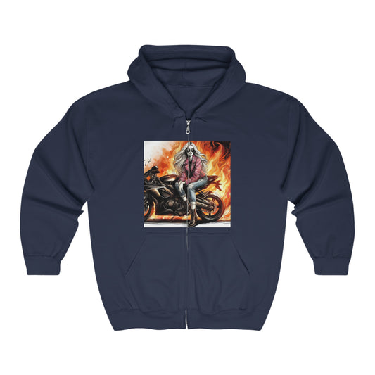 Born To Ride Unisex Heavy Blend™ Full Zip Hooded Sweatshirt #13MU