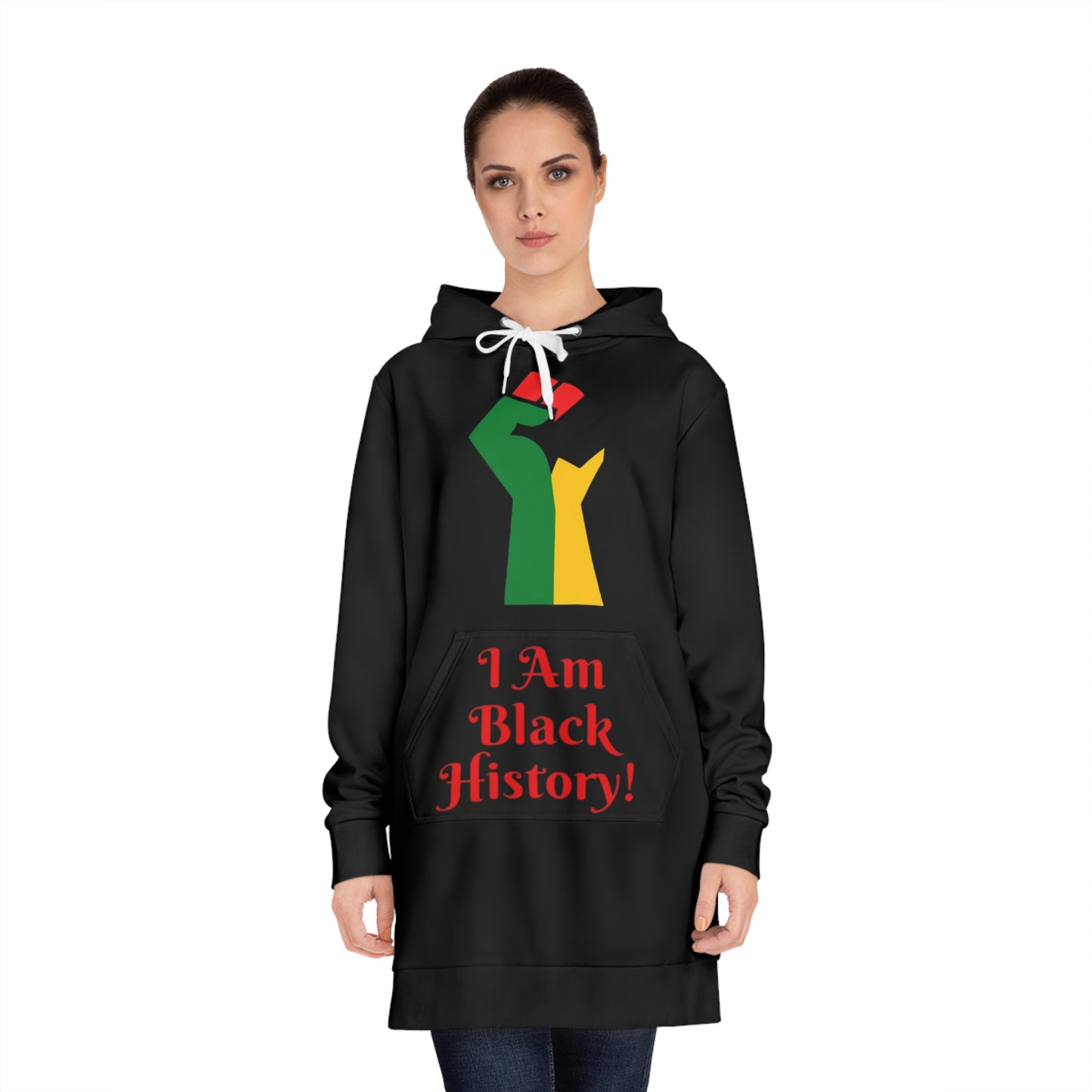 I AM Black History Bold African Print Women's Hoodie Dress - Stylish & Comfortable Statement Piece #!ABH3