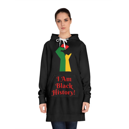 I AM Black History Bold African Print Women's Hoodie Dress - Stylish & Comfortable Statement Piece #!ABH3