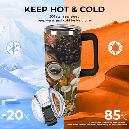 40oz Insulated Tumbler with Handle and Straw