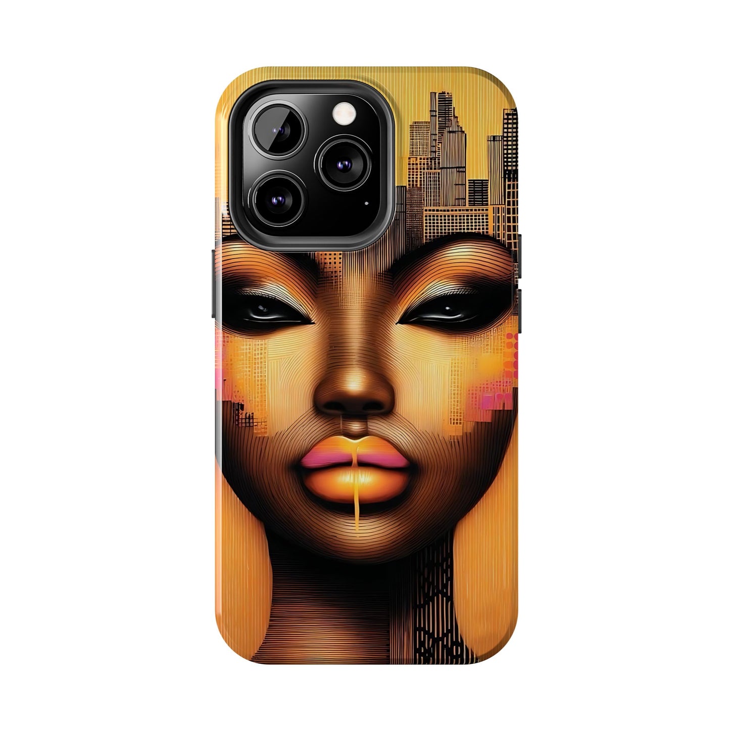 Afrocentric Tough Phone Case, City Girl On The Move Unique Design, Urban Street Style, Protective Cellphone Cover, Trendy Mobile Accessory