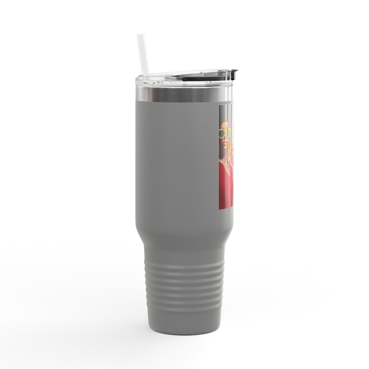 Afrocentric Tumbler Mug, Black Woman Afro Sunglasses Drinkware, Travel Coffee