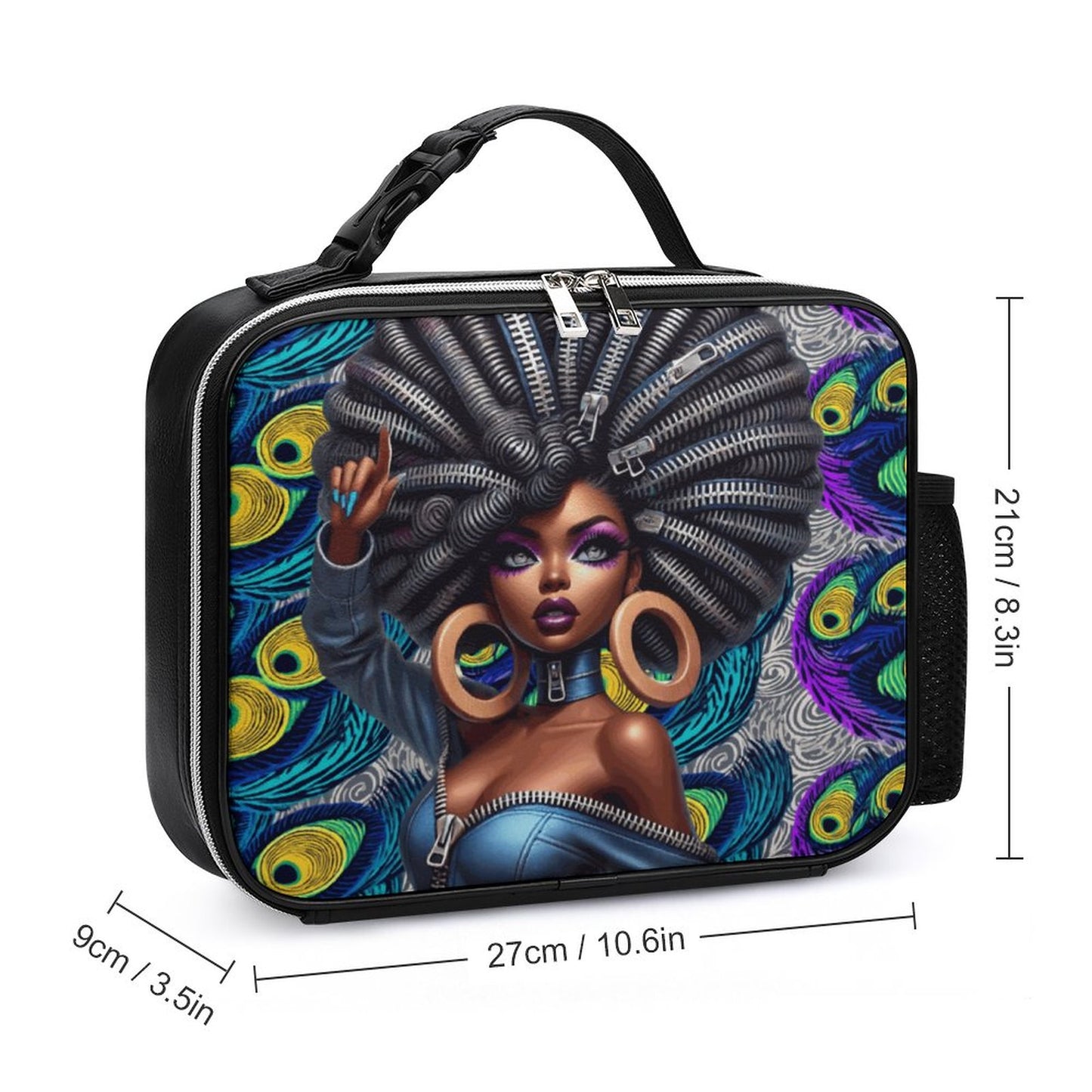 PU Leak-proof Lunch Bag with Detachable Buckled Handle