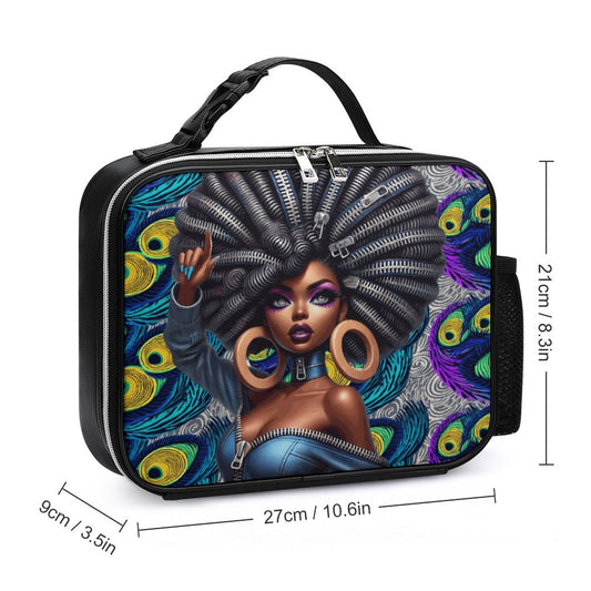 PU Leak-proof Lunch Bag with Detachable Buckled Handle