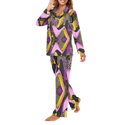 Turn down neck pajamas set for woman