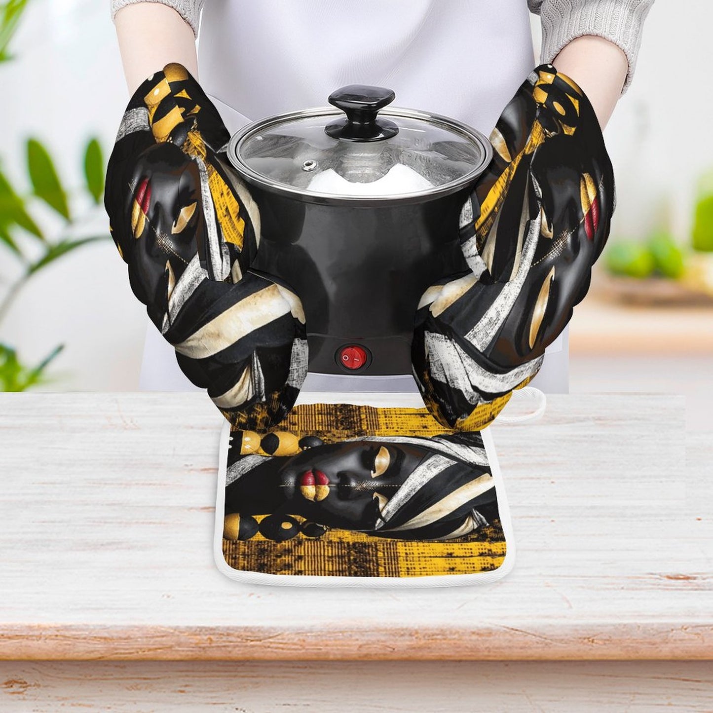 Oven Mitts & Pot Holder Set of 3 (Multi-image Splicing)