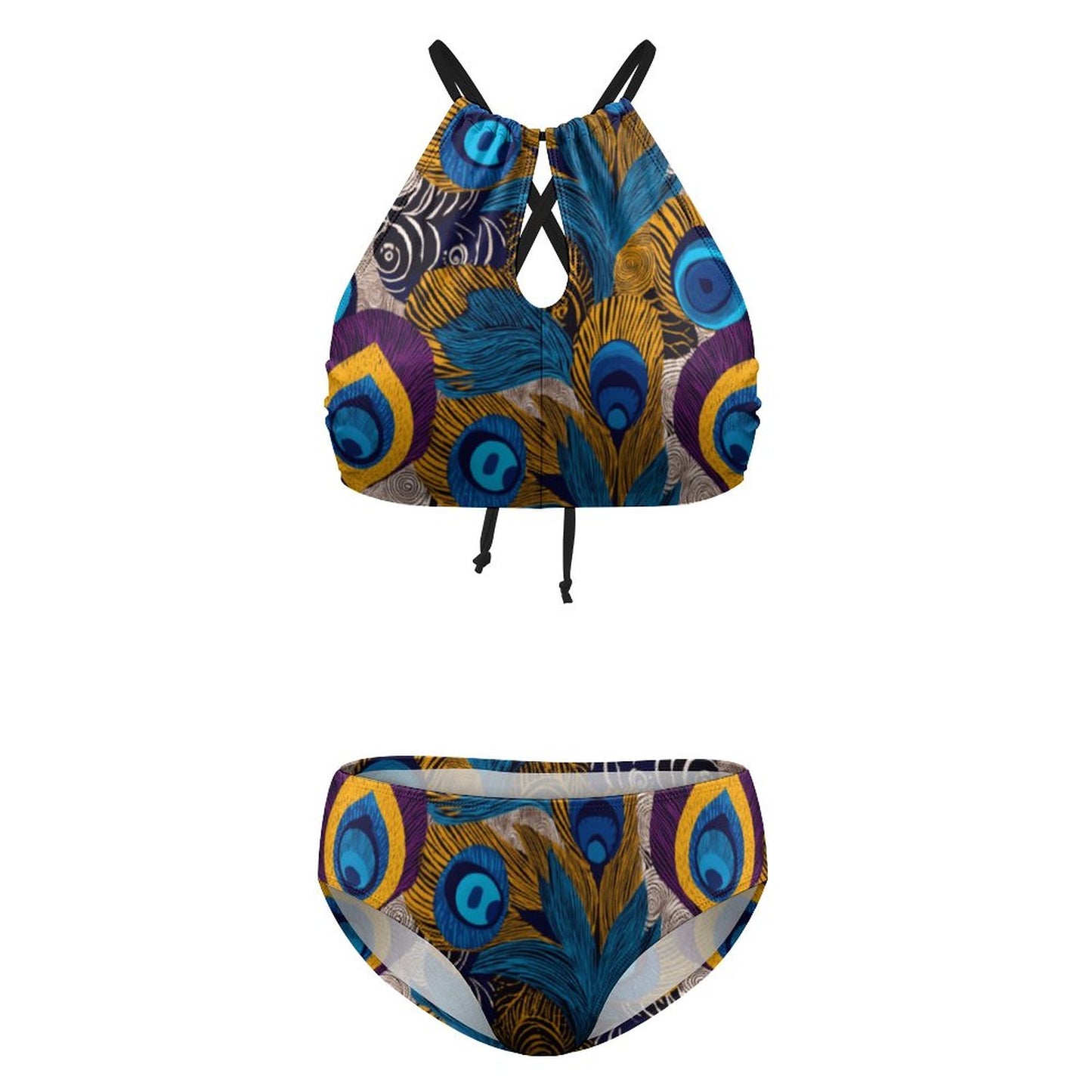 Women's Two piece Swimsuit with High Neck Halter Top BK2040 (All-Over Printing)