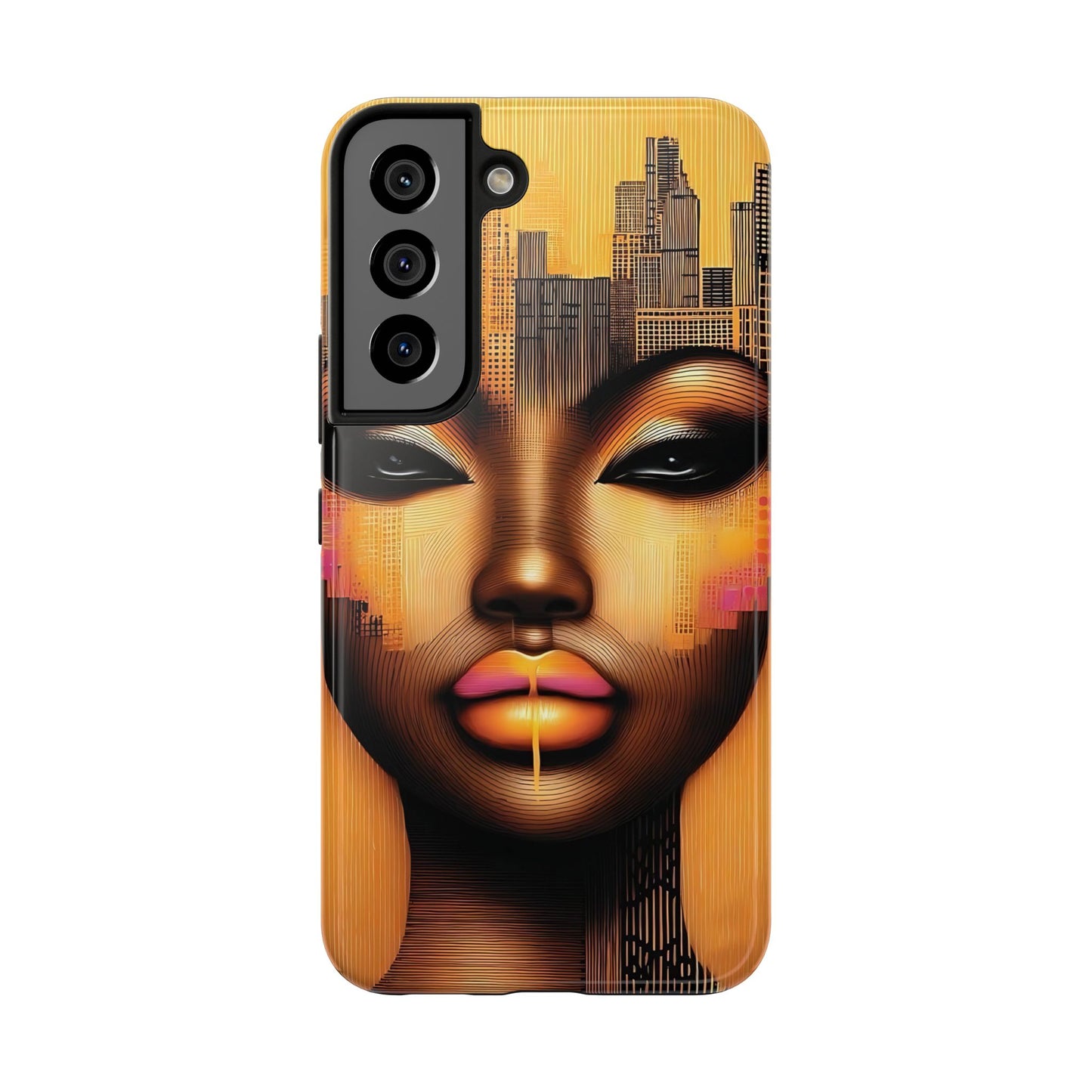 Afrocentric Tough Phone Case, City Girl On The Move Unique Design, Urban Street Style, Protective Cellphone Cover, Trendy Mobile Accessory