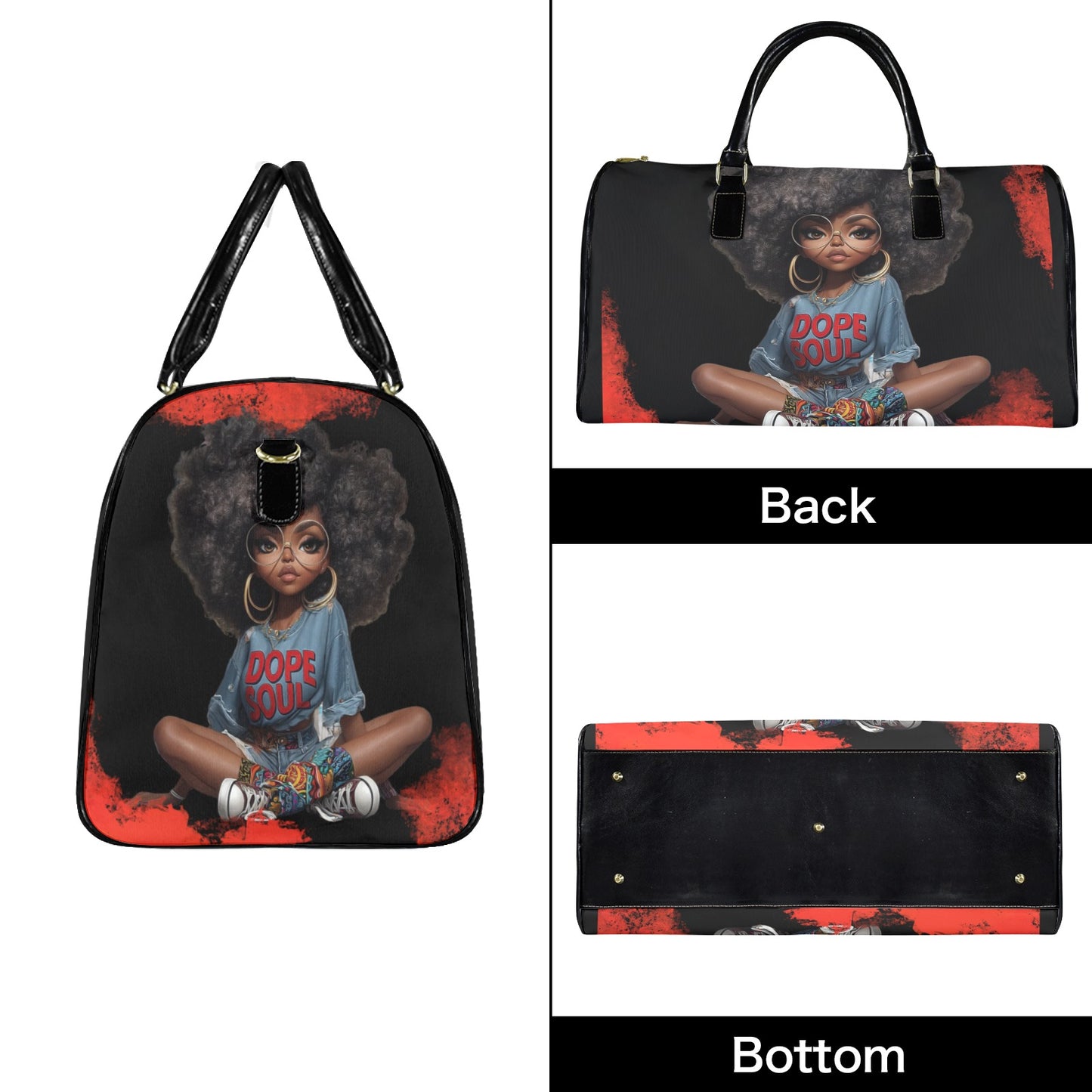 Dope Soul Large Capacity Travel Bag-Large (Black Short Patch) (1737) Large Capacity Travel Bag-Large (Black Short Patch) (1737)