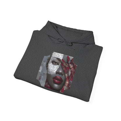 Do You See What I See? Afrocentric Abstract Puzzle Piece Unisex Hoodie Sweatshirt, Woman Print Face Hand Art, Hooded, Black