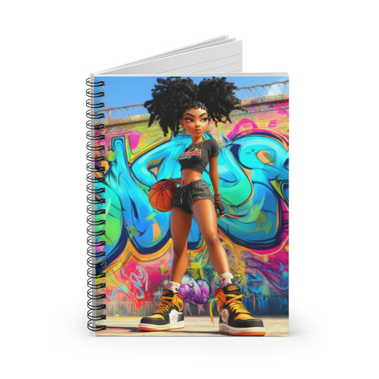 Cool Kids Basketball Spiral Notebook Teen Graffiti Journal, Art Notepad, Hip Hop Stationery, Urban Sketchbook